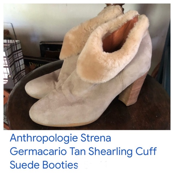 Anthropologie Strena Germacario Fur Trim Booties 🥳HOST PICK🥳 - Picture 1 of 11